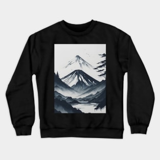 Serene Mount Fuji Sunset - Peaceful River Scenery Crewneck Sweatshirt